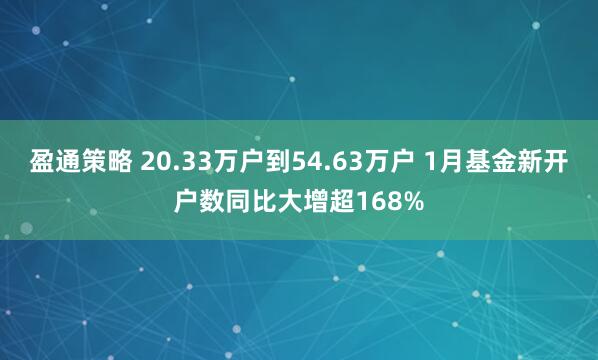 盈通策略 20.33万户到54.63万户 1月基金新开户数同比大增超168%